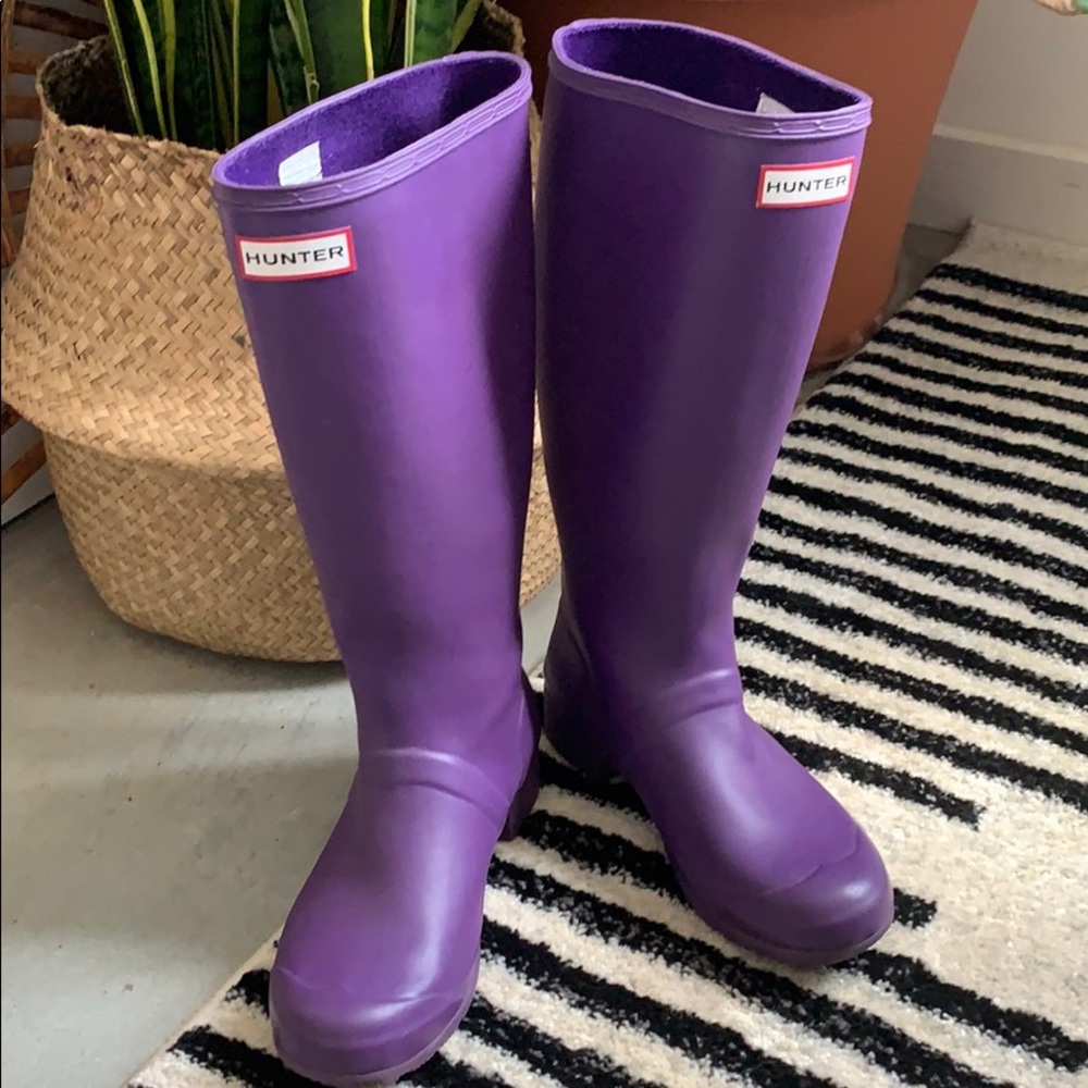 Hunter boots purple